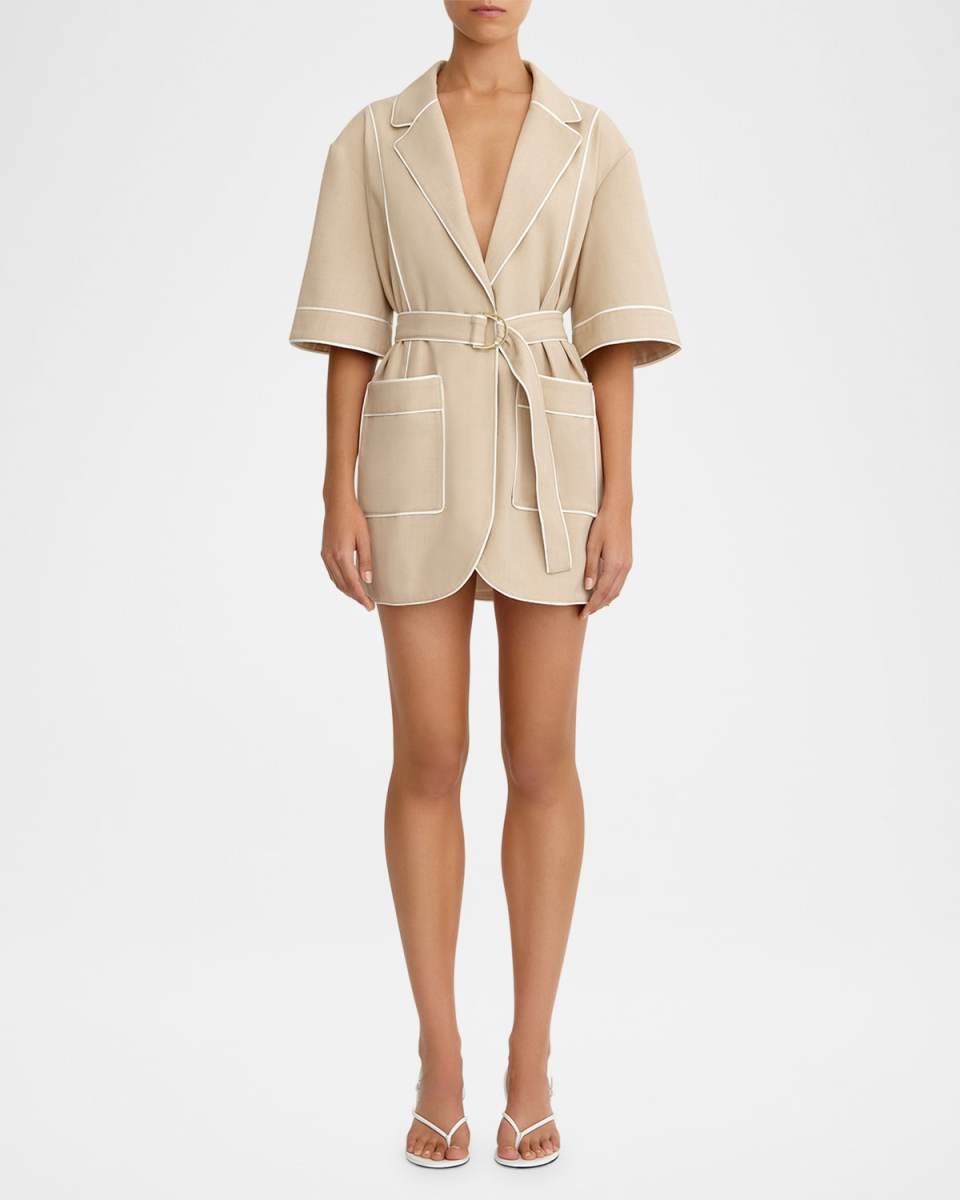 Abrielle Short-Sleeve Mini Shirtdress
